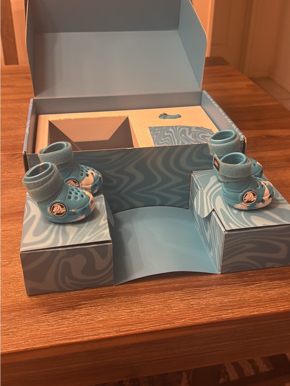 Bark CROCS Baby Light Blue Booties with Logo Accent